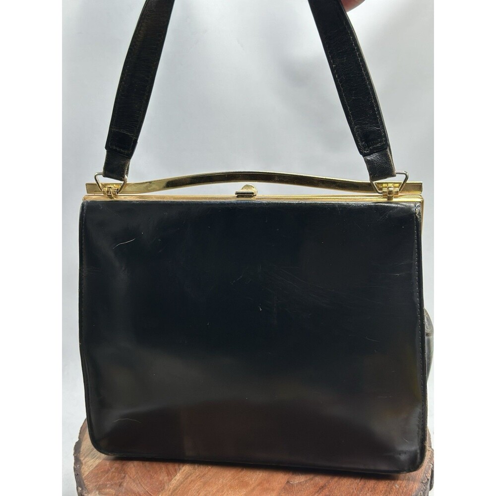 Princess Made In England For Joseph Magnin Black Leather 1950's Purse